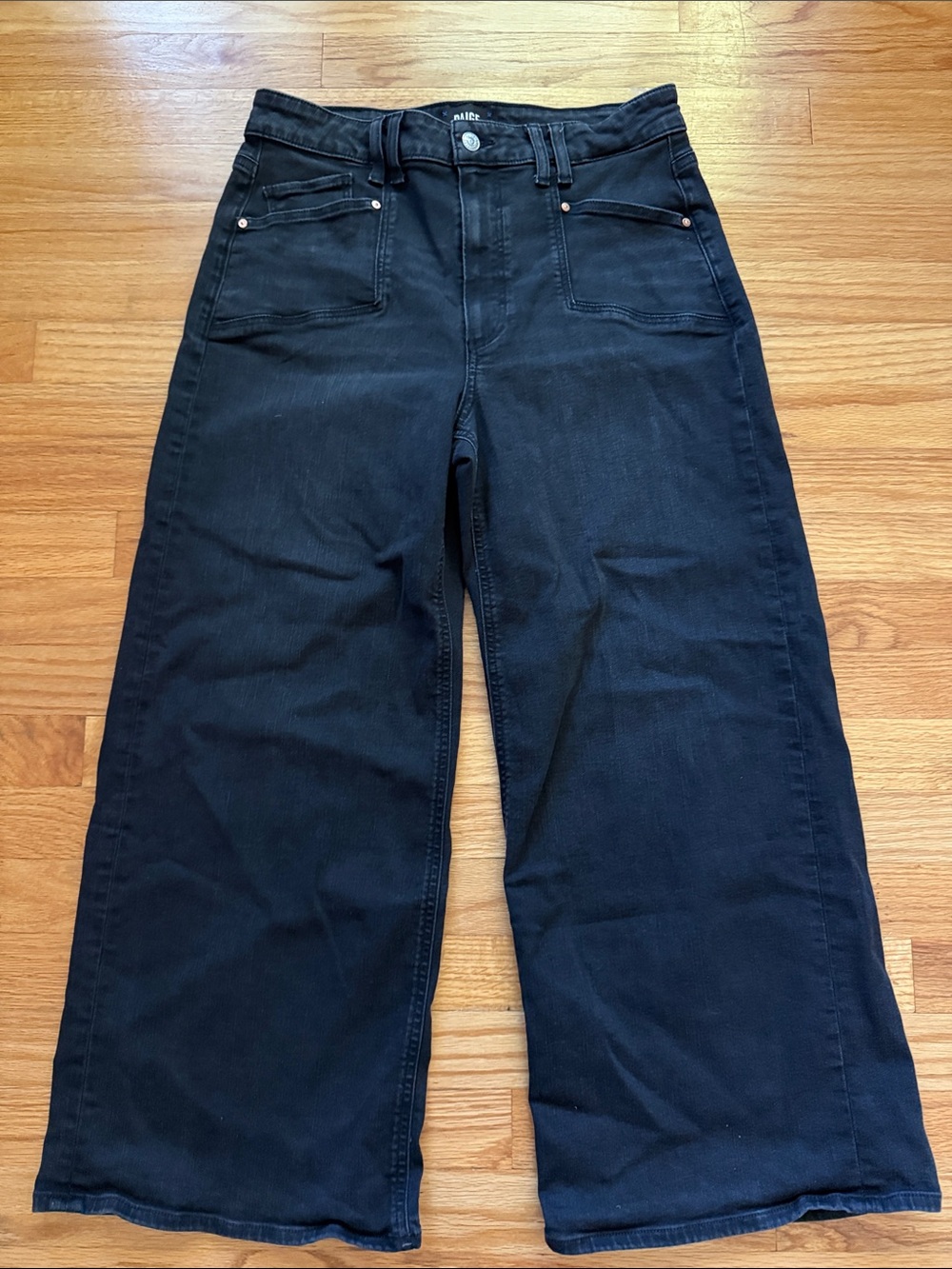 Paige Anessa Wide Leg High-Rise Women’s Jeans in Washed Black